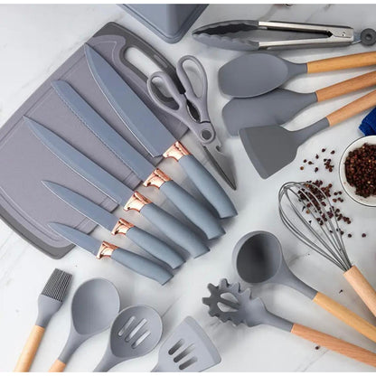 Set Utensilios De Cocina Antiadherente Silicona+cuchillo