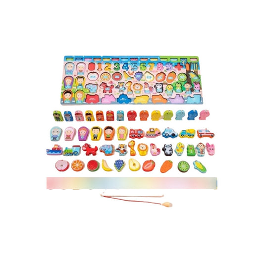 Tabla Encaje Didáctica Madera Número +animales +frutas Niños