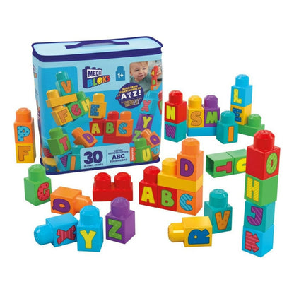 Mega Bloks Bloques Construcción Aprendizaje  30 Pzs + Bolsa 30 Letras
