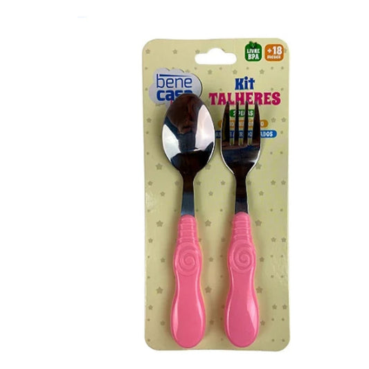 Set De Cubiertos Acero Cuchara Y Tenedor Bebé Y Niños