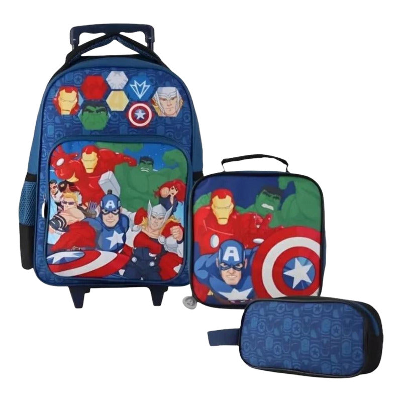 Mochila Infantil Con Rueda +lonchera+estuche Niños