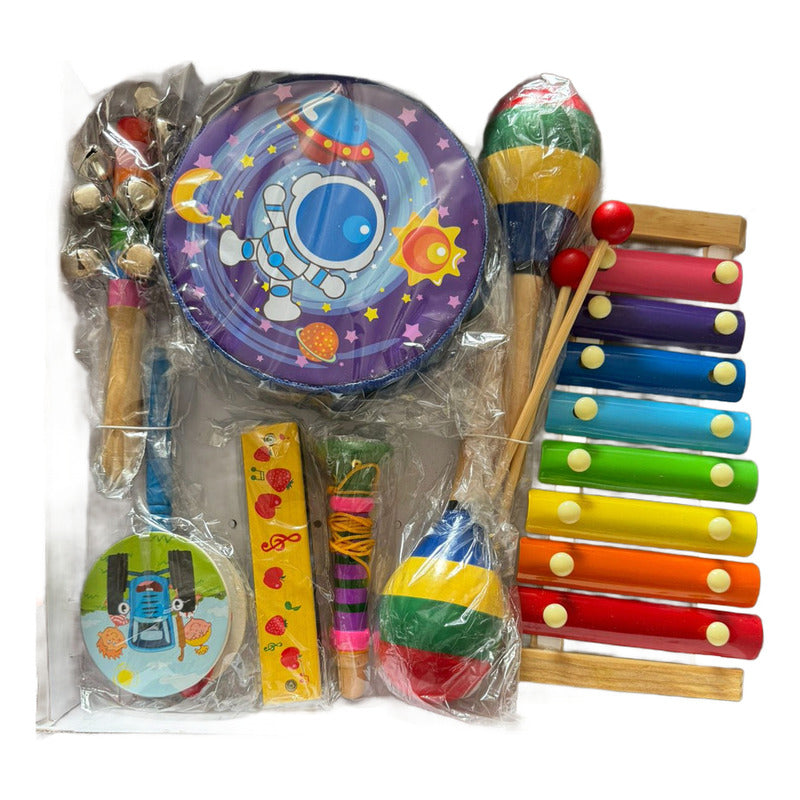Set Instrumentos Musical Sensorial Madera Para Niños