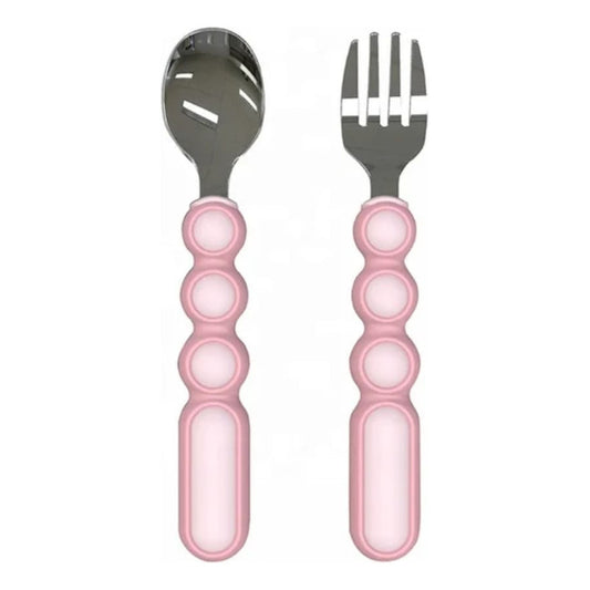 Set Cubiertos Para Bebés Y Niños Flexibles (cuchara-tenedor)