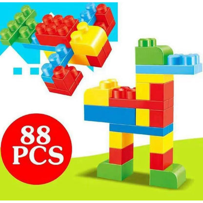 Juego Mega Bloques Construcción 88 Pzs Niños Con Bolsa 88 Unicolor