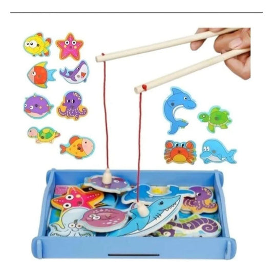 Juego De Pesca Magnético- Madera Puzzle Didáctico Niños