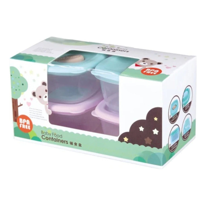Pack 4 Contenedores Taper Snack Comida Bebe-niños