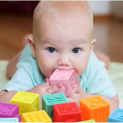 Cubos Bloques Apilables Texturizados Montessori Bebé-niños