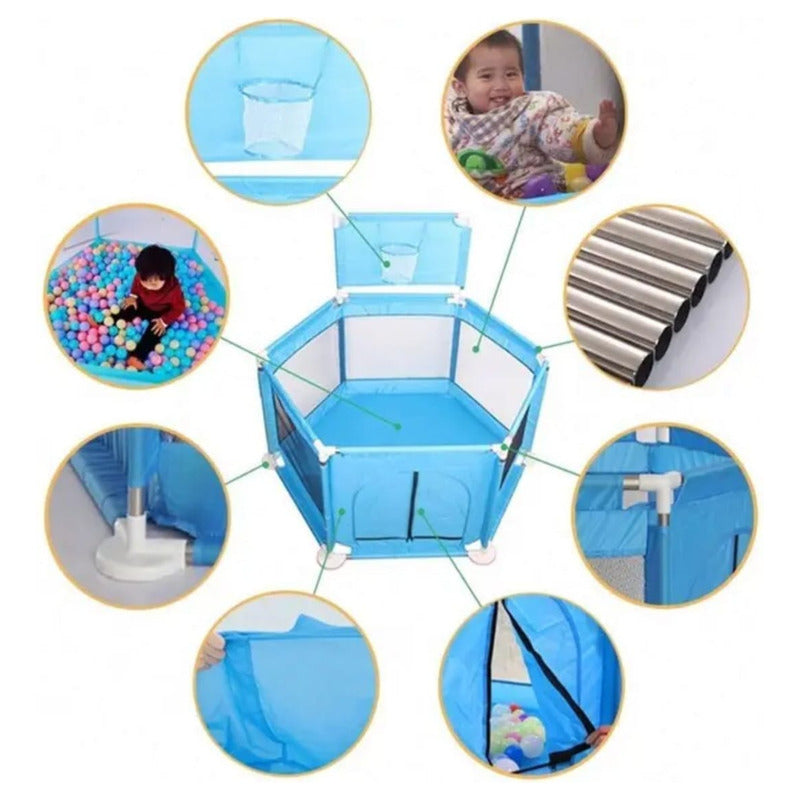 Corral De Juego Seguridad Bebe Con Aro Y Pelotas