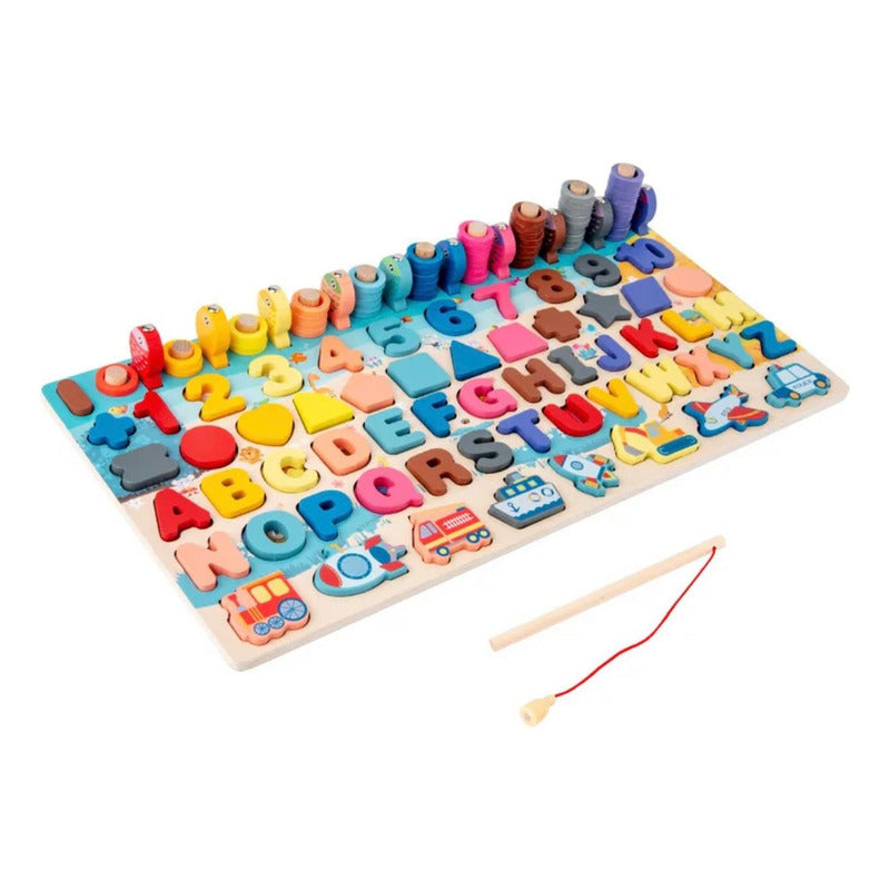 Tabla Didáctica Encaje Madera + Pesca Niños