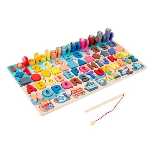 Tabla Didáctica Encaje Madera + Pesca Niños