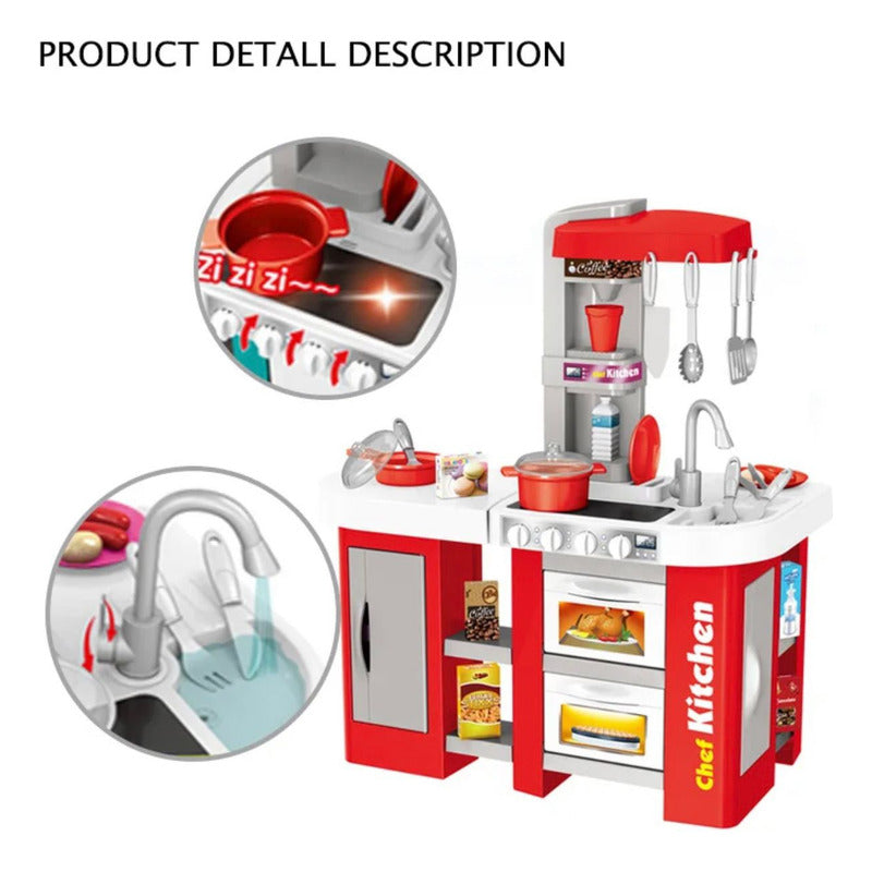 Cocina De Juguete Con Luz- Sonido- Utensilios Niños 53 Pzs