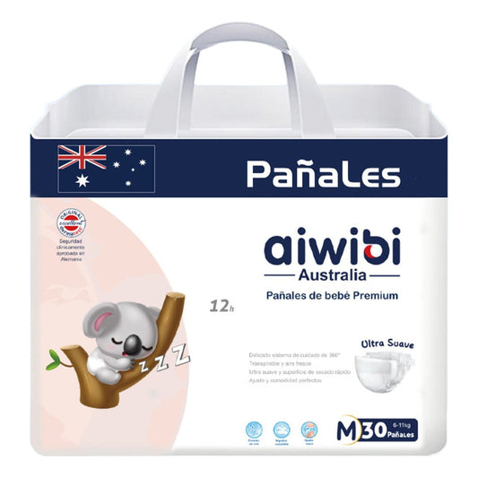 Pañales Premium Aiwibi Ultra Suave M 30 Und Mediano (M)
