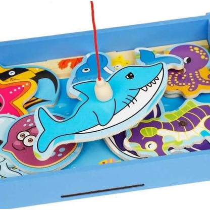 Juego De Pesca Magnético- Madera Puzzle Didáctico Niños