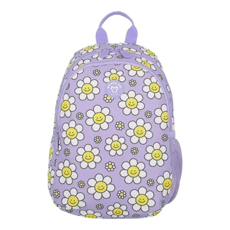 Mochila Escolar Infantil Homeschool Saxoline Floreada