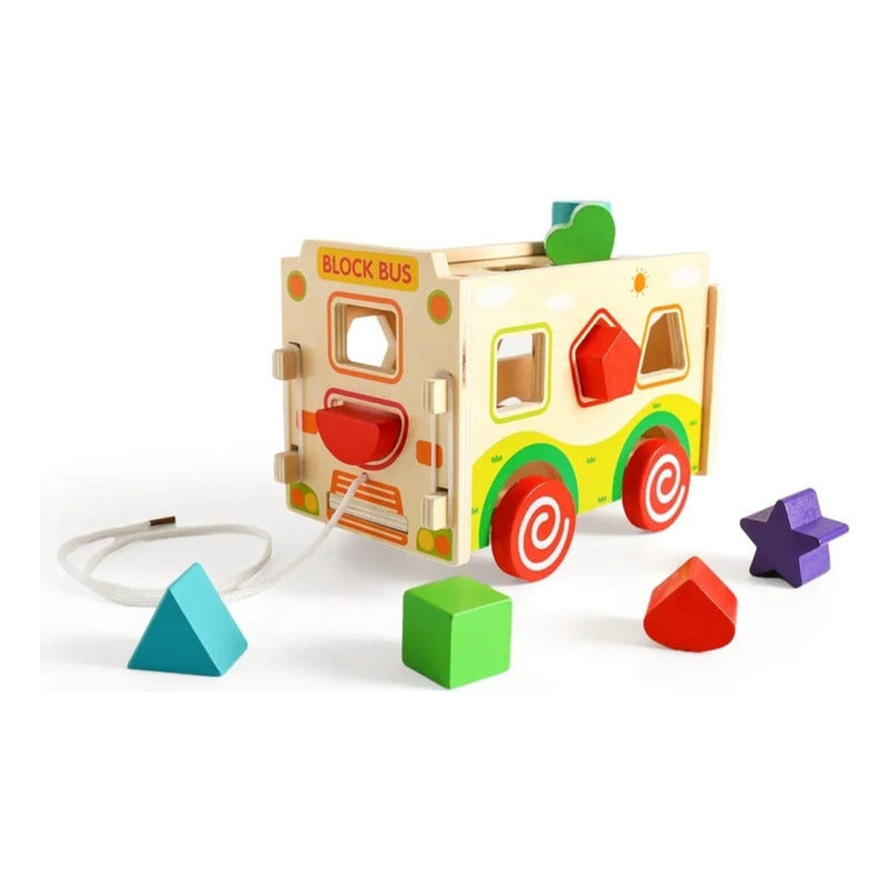 Juego De Encaje Armable Autobús Madera Niños