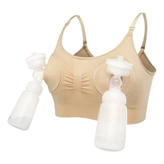 Sostén Maternal Lactancia Para Sacaleche Manos Libres Beige Liso M