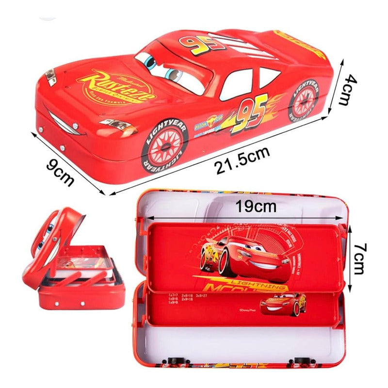 Cartuchera Estuche Metal Cars Niños