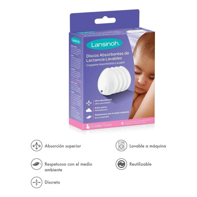 Absorbente Reutilizable Apósitos De Lactancia Lansinoh 4pzs