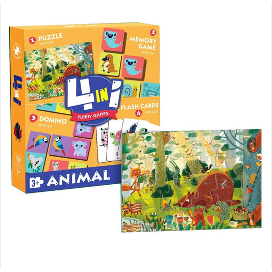Juego De Mesa 4 En 1  Puzzle-memoria-domino-cartas Niños