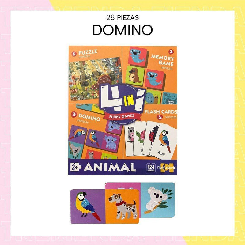 Juego De Mesa 4 En 1  Puzzle-memoria-domino-cartas Niños