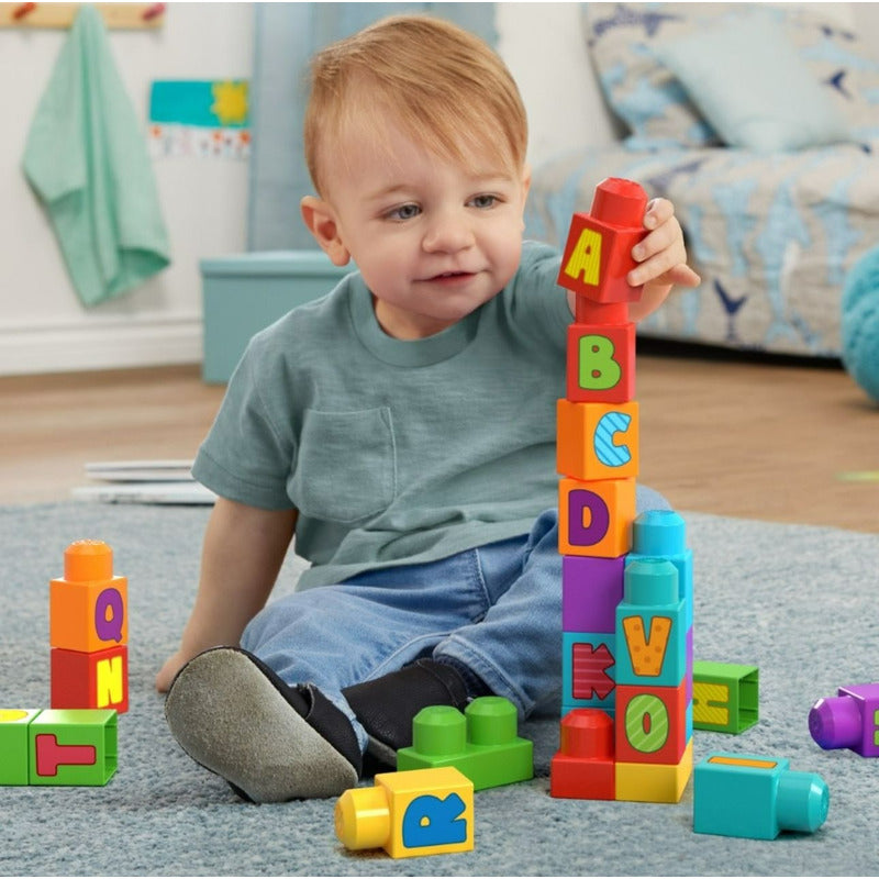 Mega Bloks Bloques Construcción Aprendizaje  30 Pzs + Bolsa 30 Letras
