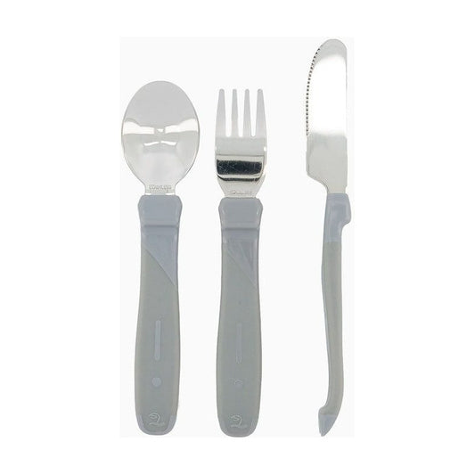 Pack Cubierto De Acero Inoxidable Niños Twistshake Gris Liso