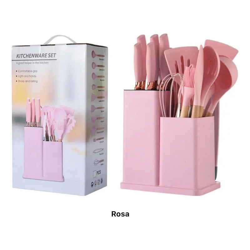 Set Utensilios De Cocina Antiadherente Silicona+cuchillo