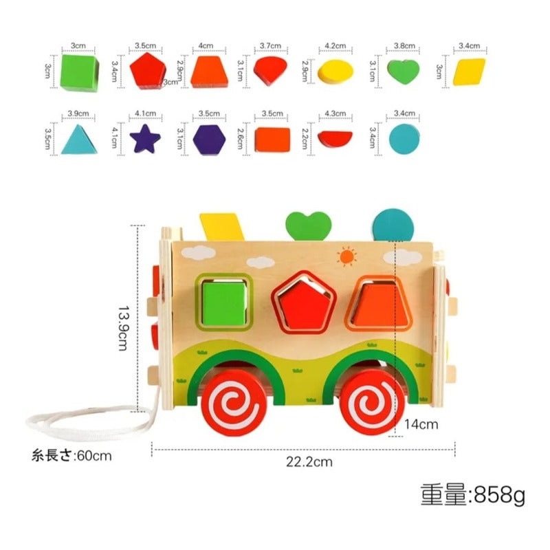 Juego De Encaje Armable Autobús Madera Niños