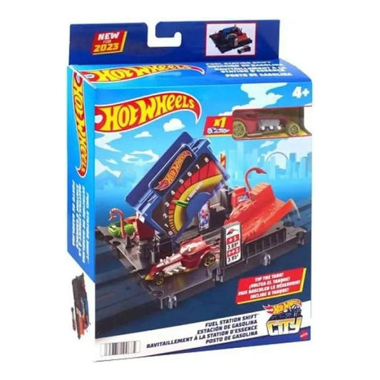 Pista De Autos Hot Wheels City Estación Juguete Con Auto Azul - Gasolinera