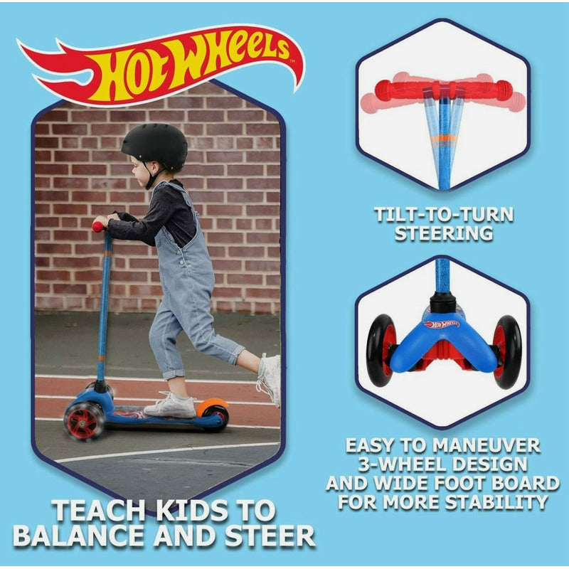 Scooter Hotwheels Juegos Niños Azul Hot Wheels
