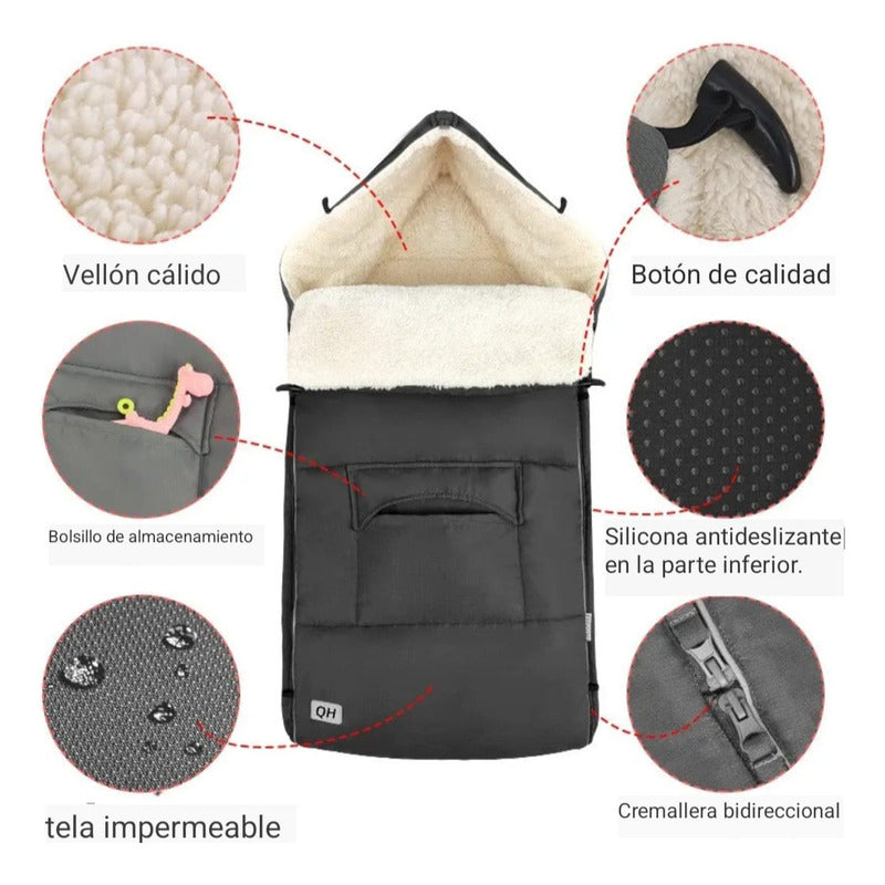 Saco Para Coche Bebé Impermeable Abrigador Forrado Cubre Pie