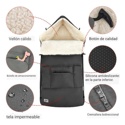 Saco Para Coche Bebé Impermeable Abrigador Forrado Cubre Pie
