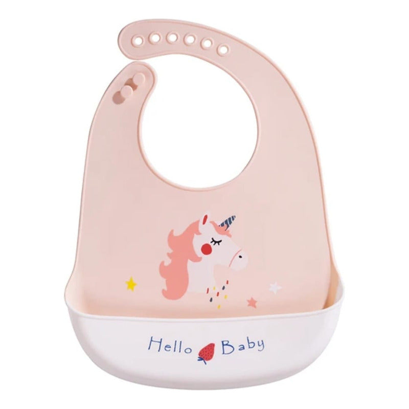 Babero De Silicona Impermeable Ajustable Bebés Niños - Niñas