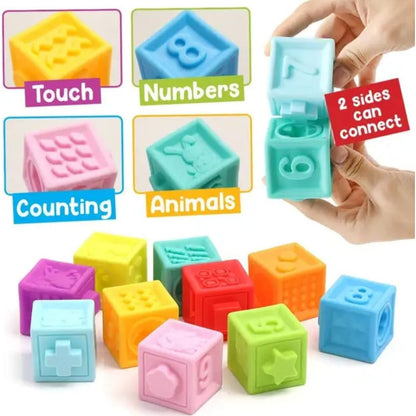 Cubos Bloques Apilables Texturizados Montessori Bebé-niños