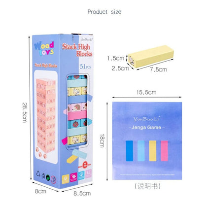 Torre De Juego Estilo Jen-ga Madera Con Reto Niños - Adultos