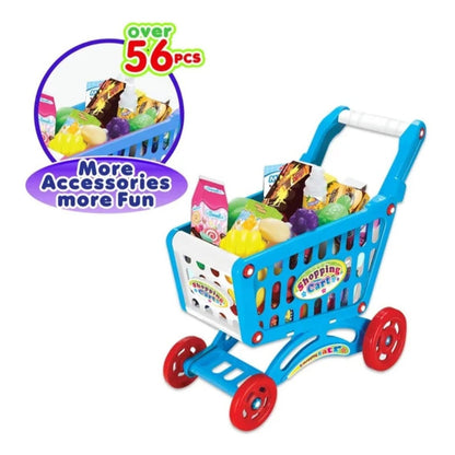 Juego Carrito Supermercado Para Niños Accesorios Juguetes Azul