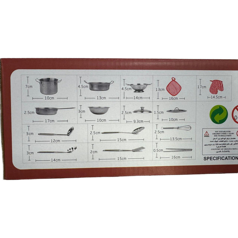 Juego Ollas Batería Juguete Niño -niña Acero Inoxidable