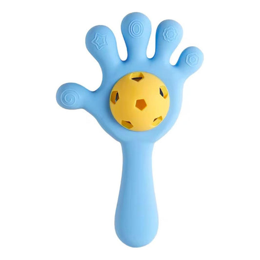Mordedor Sonajero Modelo Manito Silicona Bebé Con Estuche