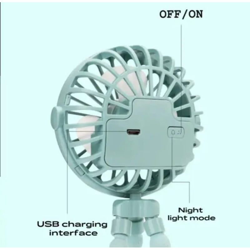 Ventilador Portátil Multiusos Coche De Bebé Usb Recargable