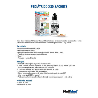 Limpiador Nasal Con Solución Para Niños Saca Mocos Blanco Sinus Rinse