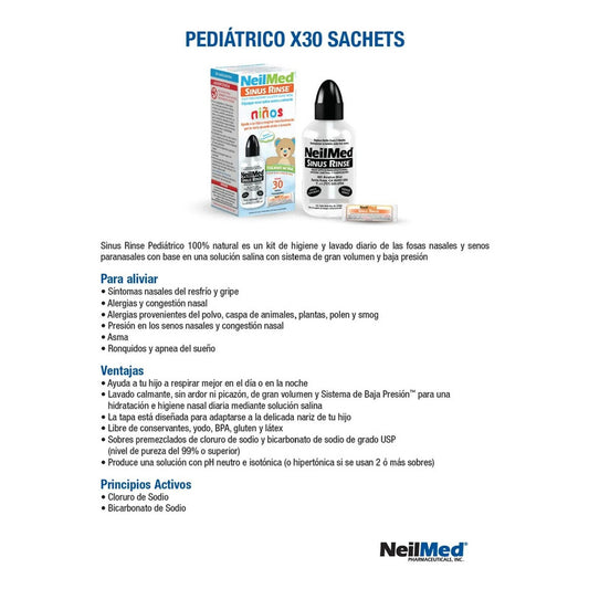 Limpiador Nasal Con Solución Para Niños Saca Mocos Blanco Sinus Rinse