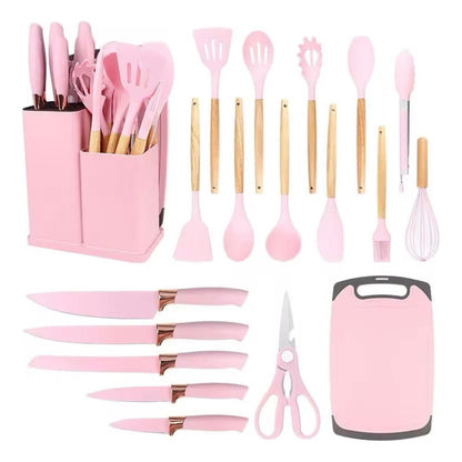 Set Utensilios De Cocina Antiadherente Silicona+cuchillo