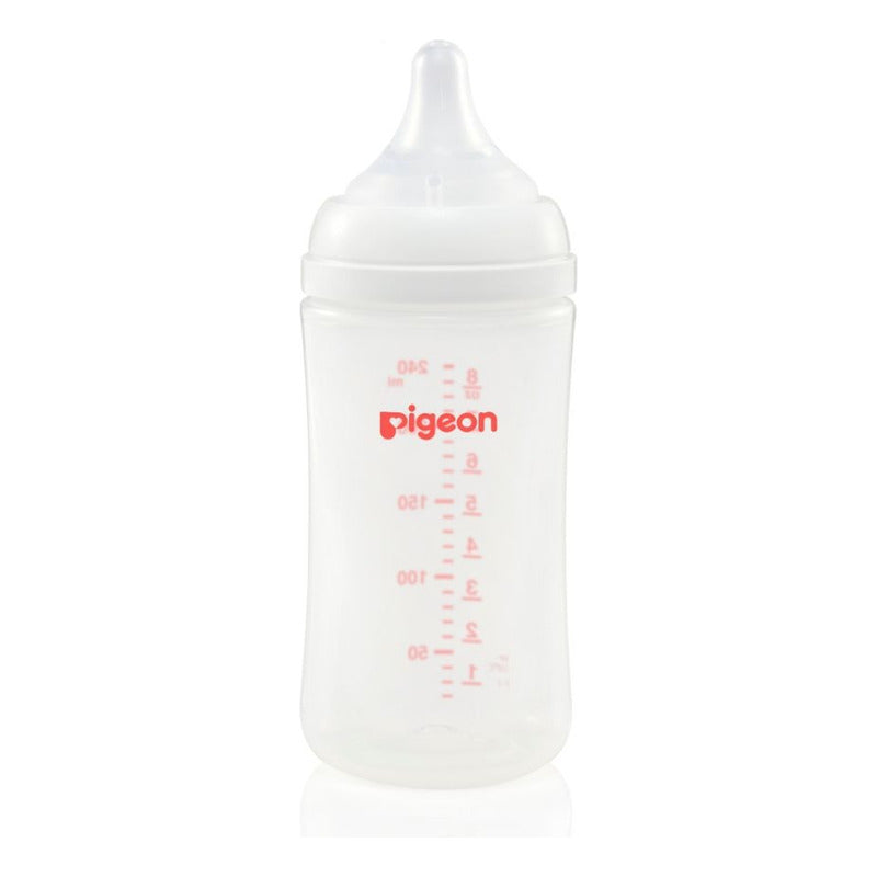 Mamadera Pigeon Softouch Boca Ancha 240 Ml Pp - 3+ Meses Color Transparente