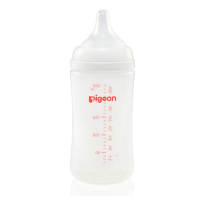 Mamadera Pigeon Softouch Boca Ancha 240 Ml Pp - 3+ Meses Color Transparente