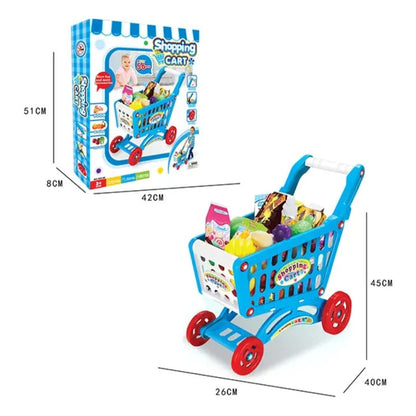 Juego Carrito Supermercado Para Niños Accesorios Juguetes Azul