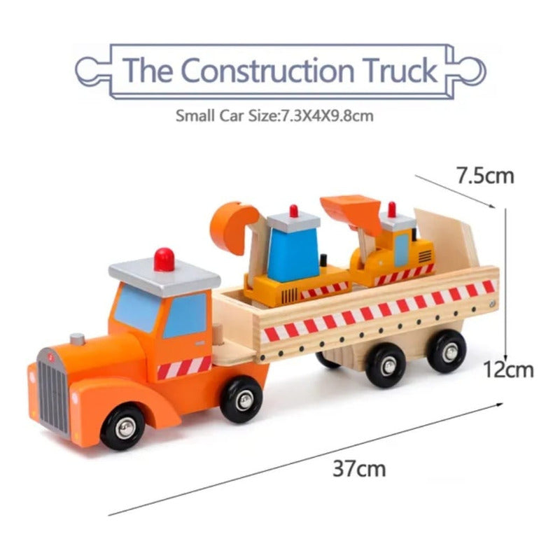 Juguete Camion Rampa Maquinas De Construcción Madera Niños