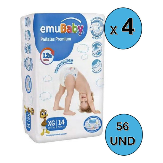 Pañales Emubaby Premium Talla Xg -56unid Extra Grande (xg) Sin Género
