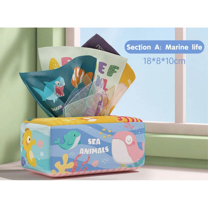 Caja De Pañuelos Sensoriales Estimulación Temprana Bebé