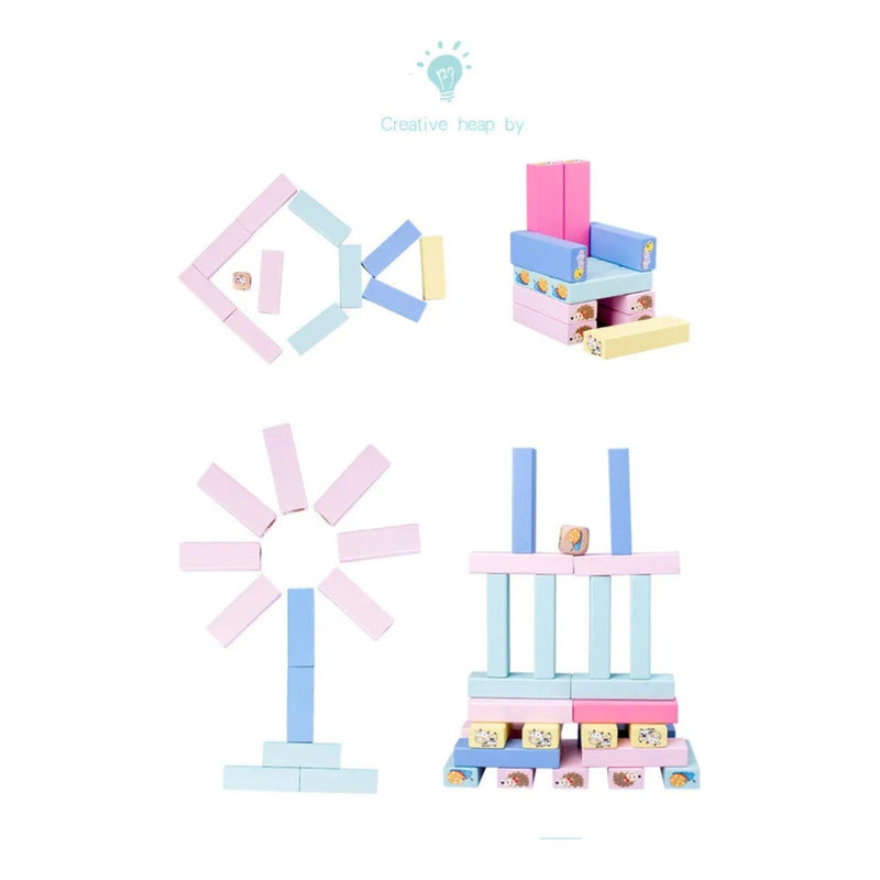 Torre De Juego Estilo Jen-ga Madera Con Reto Niños - Adultos