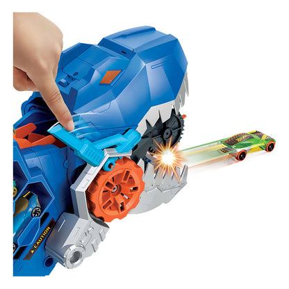 Hot Wheels City Pista De Juguete Súper Remolque T-rex Autos Multicolor
